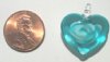 1 21mm Turquoise & White Lampwork Heart Pendant